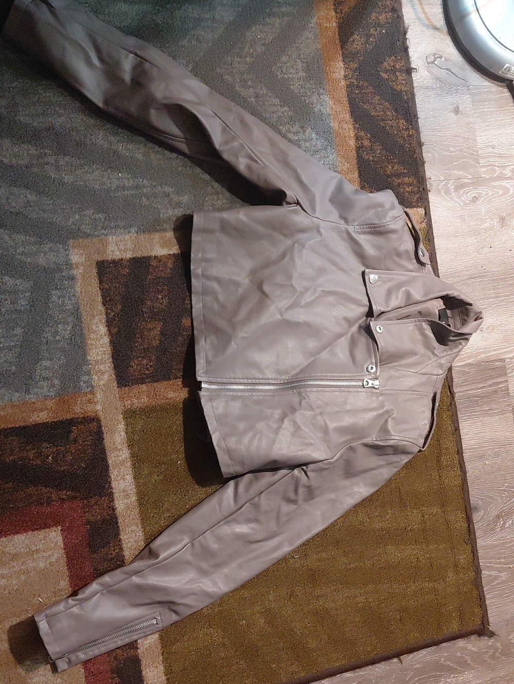 Forever 21 Men's Taupe Gray Faux Leather Bomber Jacket